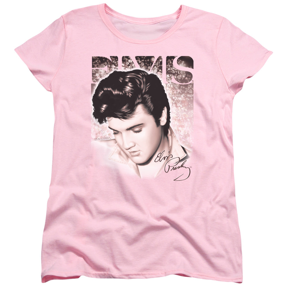 Elvis Presley Star Light Womens T Shirt Pink Officially Licensed