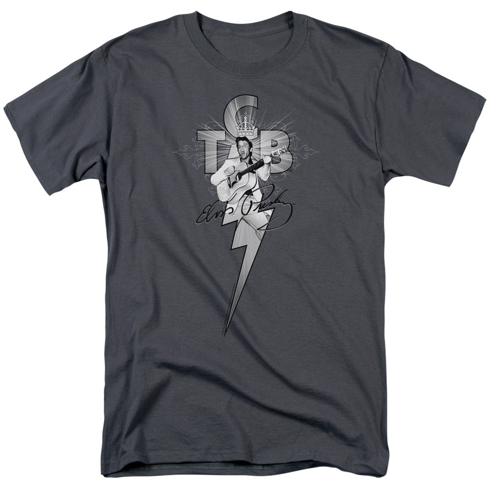 Elvis Presley Tcb Ornate Mens T Shirt Charcoal Officially Licensed