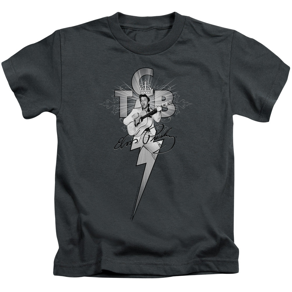 Elvis Presley Tcb Ornate Juvenile Kids Youth T Shirt Charcoal Officially Licensed