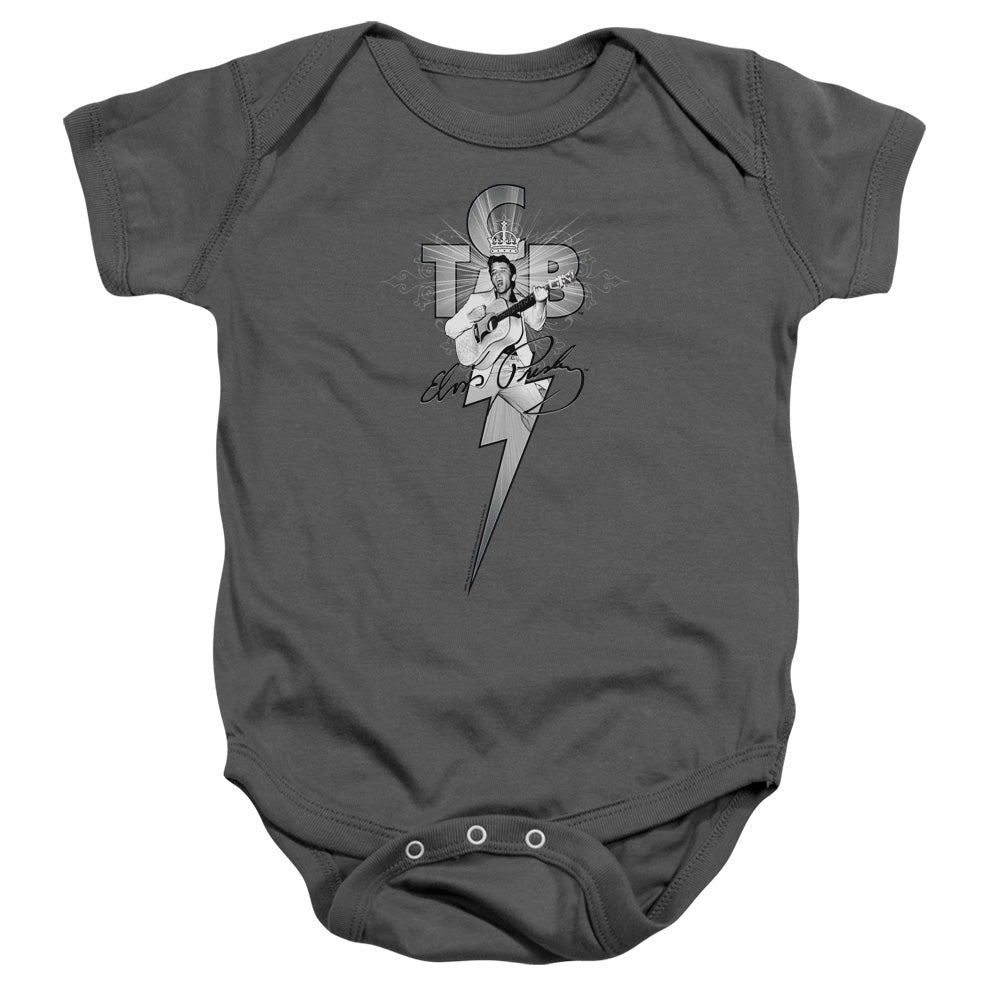 Elvis Presley Tcb Ornate Infant Baby Snapsuit Charcoal Officially Licensed