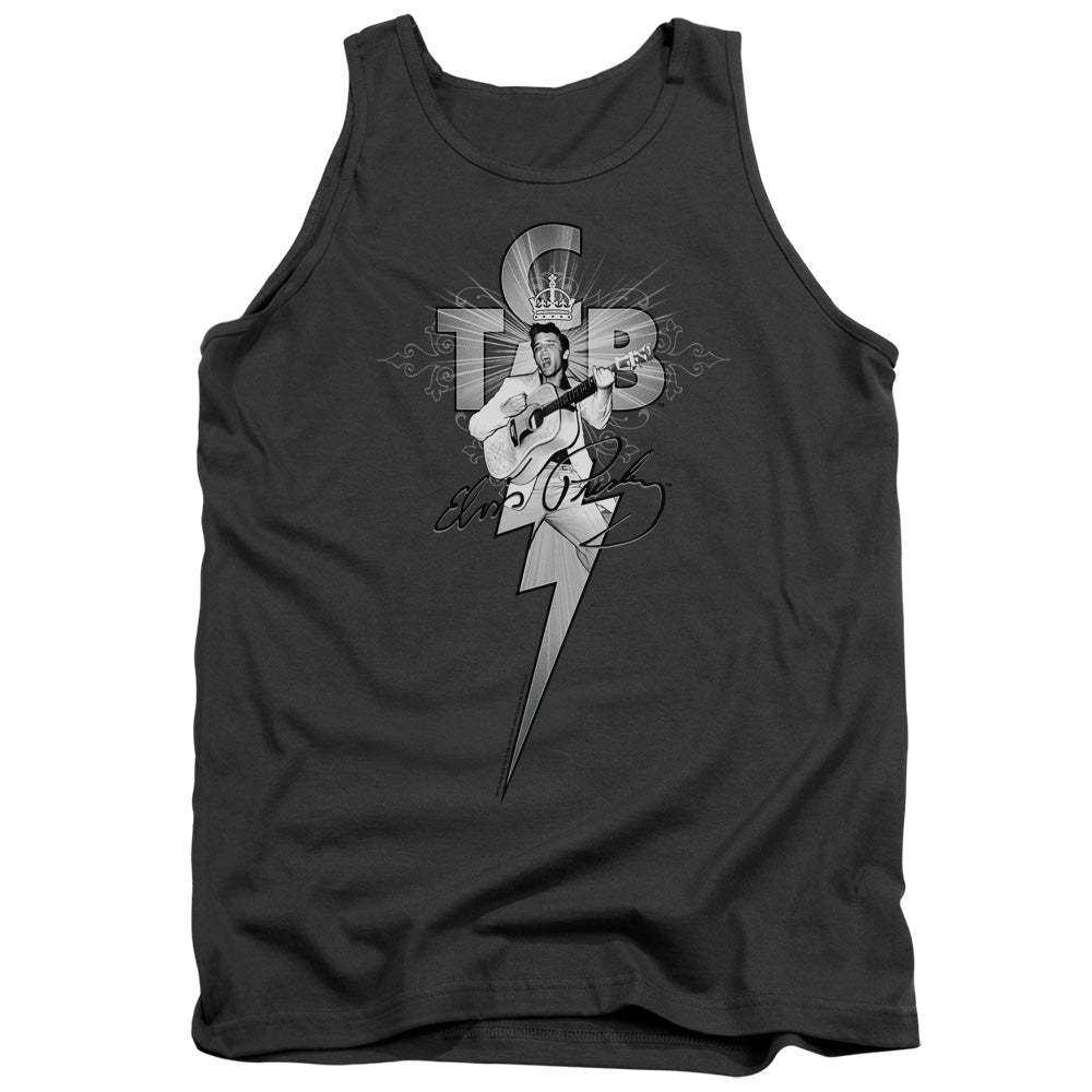 Elvis Presley Tcb Ornate Mens Tank Top Shirt Charcoal Officially Licensed