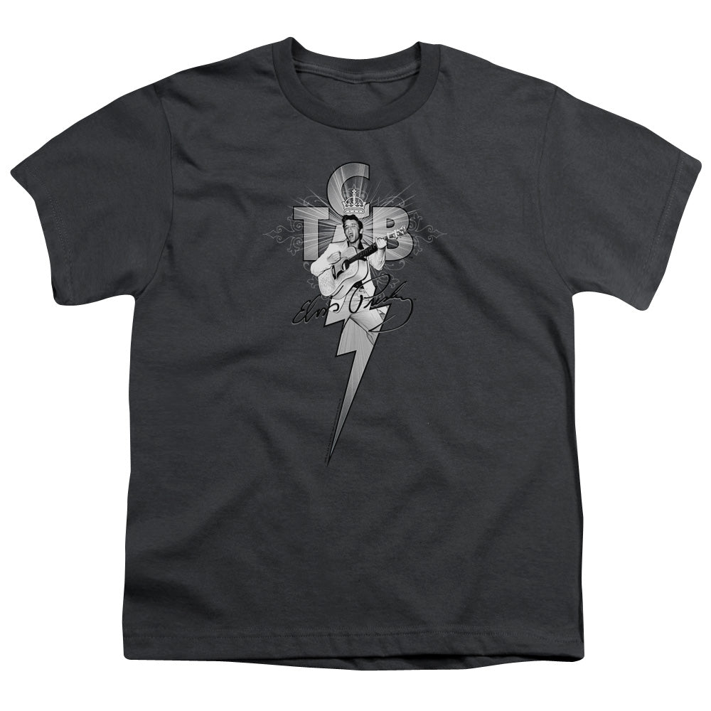 Elvis Presley Tcb Ornate Kids Youth T Shirt Charcoal Officially Licensed