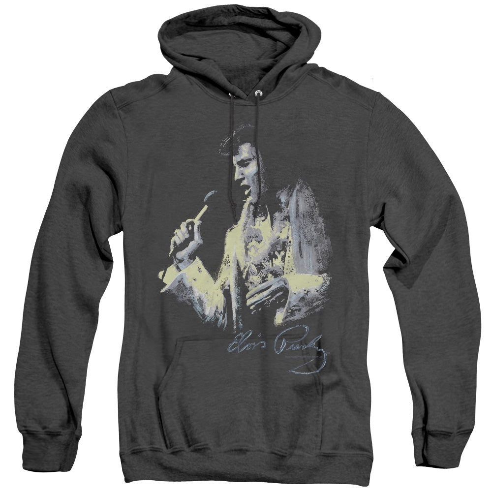 Elvis Presley Painted King Mens Heather Hoodie Black Officially Licensed