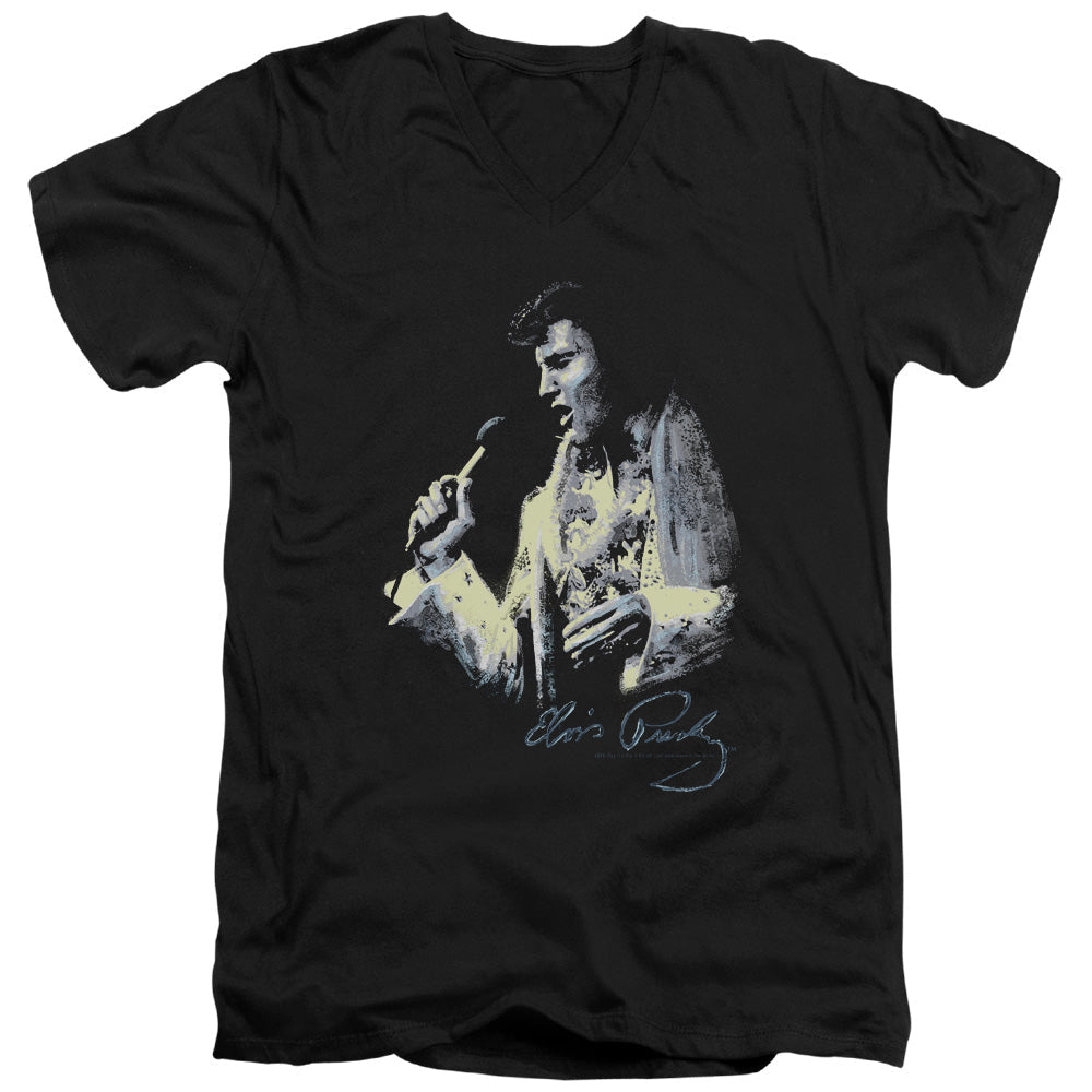 Elvis Presley Painted King Mens Slim Fit V-Neck T Shirt Black Officially Licensed
