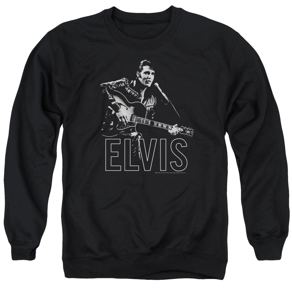 Elvis Presley Guitar In Hand Mens Crewneck Sweatshirt Black