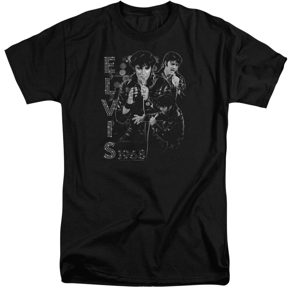 Elvis Presley Leathered Mens Tall T Shirt Black Officially Licensed