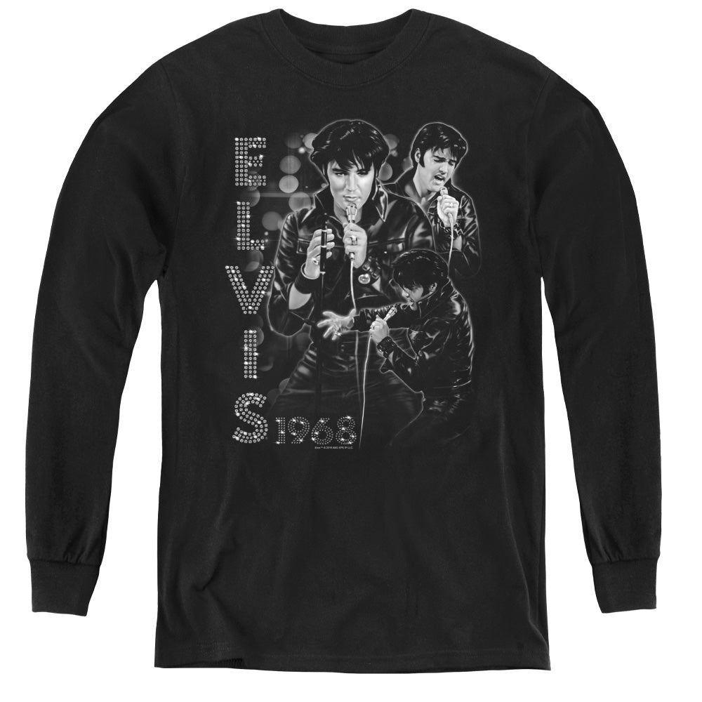 Elvis Presley Leathered Long Sleeve Kids Youth T Shirt Black Officially Licensed