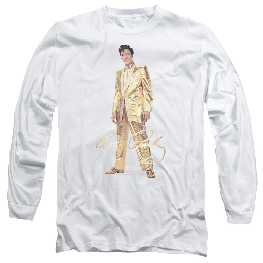 Elvis Presley Gold Lame Suit Mens Long Sleeve Shirt White Officially Licensed Officially Licensed