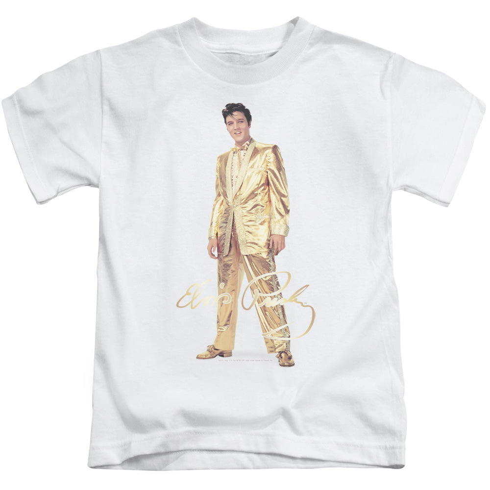 Elvis Presley Gold Lame Suit Juvenile Kids Youth T Shirt White Officially Licensed