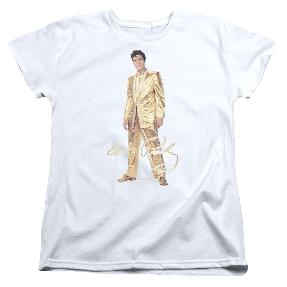 Elvis Presley Gold Lame Suit Womens T Shirt White Officially Licensed
