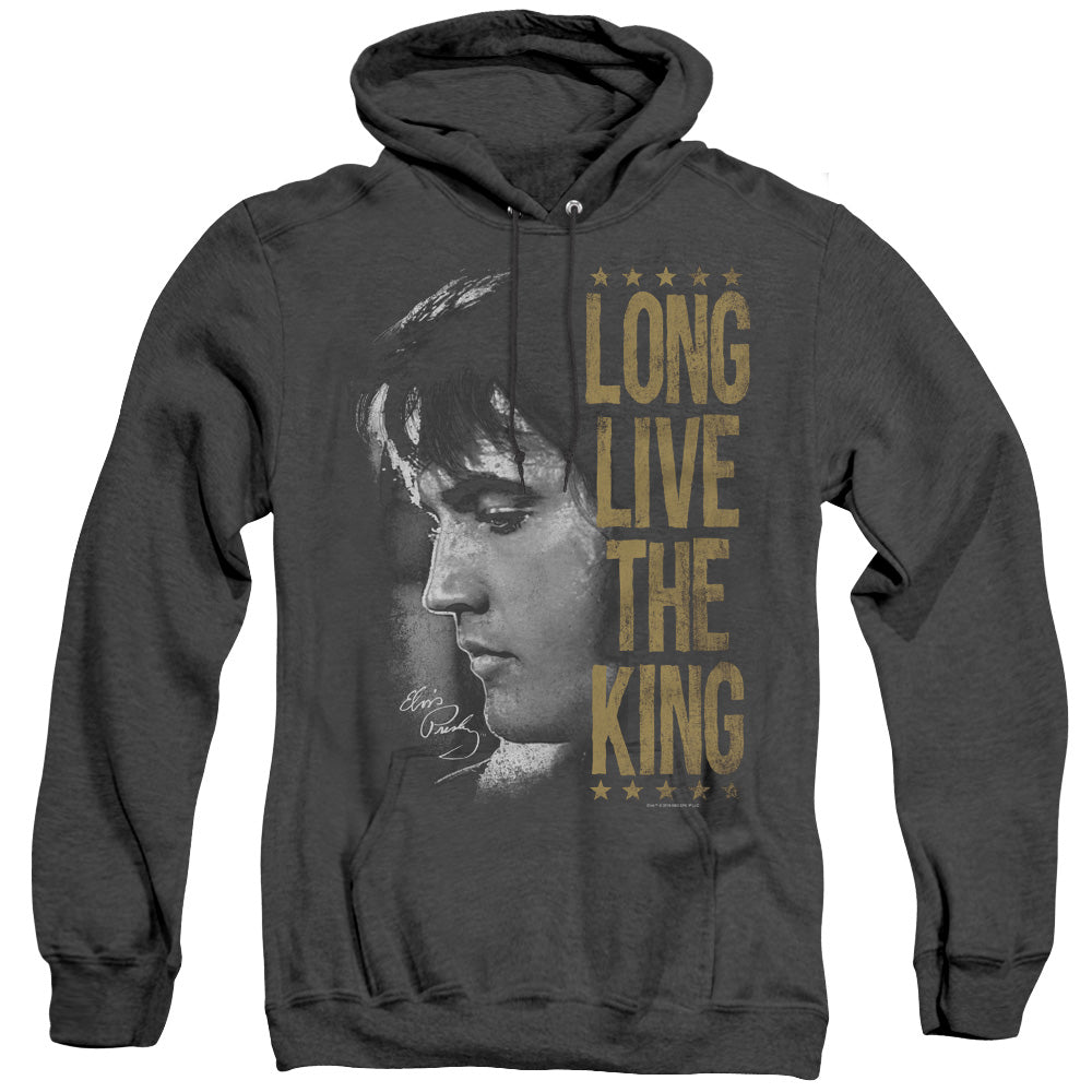 Elvis Presley Long Live The King Mens Heather Hoodie Black Officially Licensed