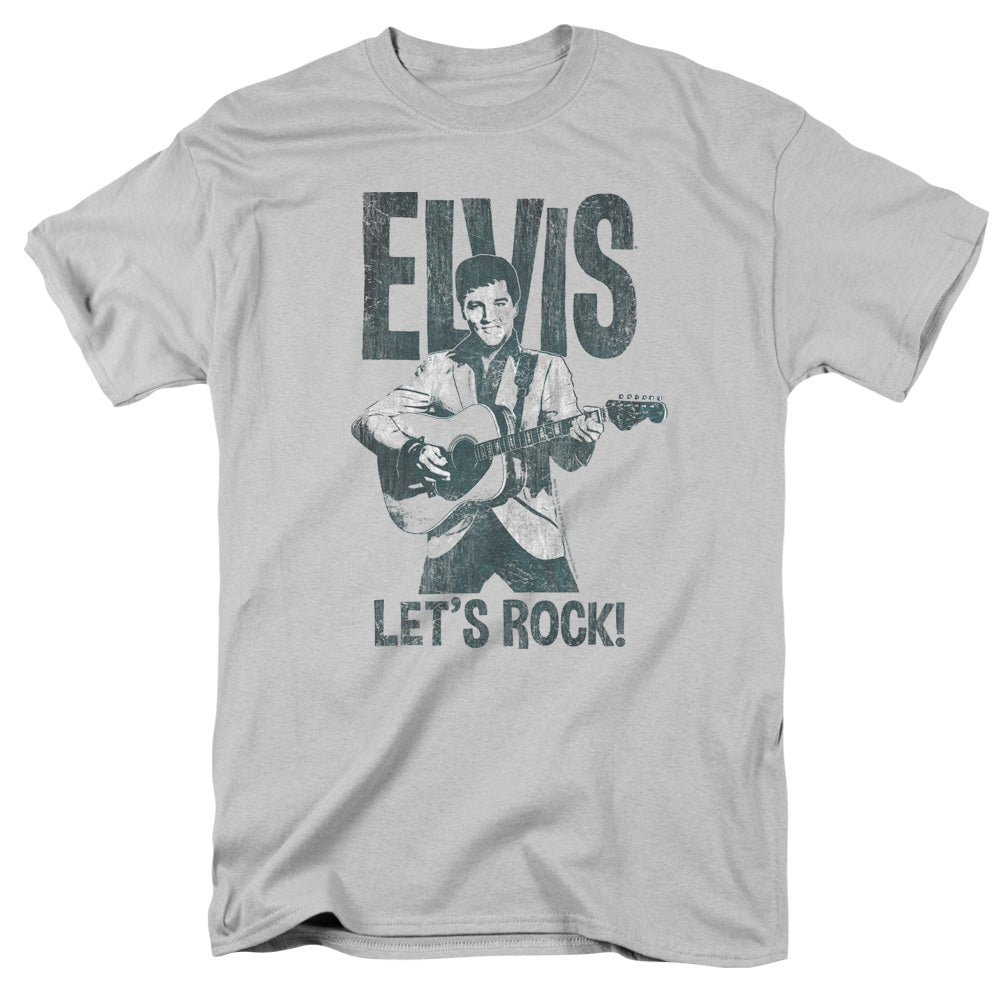 Elvis Presley Lets Rock Mens T Shirt Silver Officially Licensed