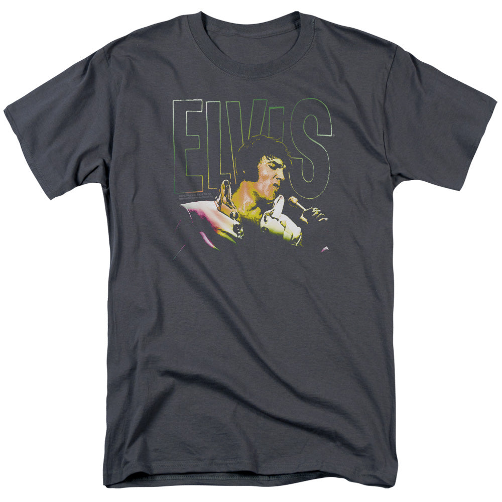 Elvis Presley Multicolored Mens T Shirt Charcoal Officially Licensed