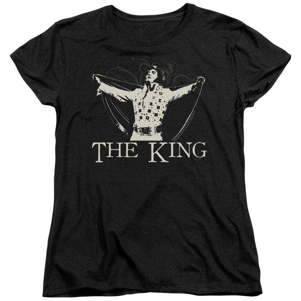 Elvis Presley Ornate King Womens T Shirt Black Officially Licensed