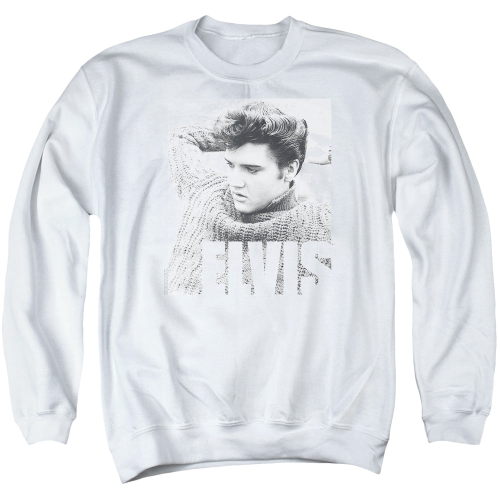 Elvis Presley Relaxing Mens Crewneck Sweatshirt White