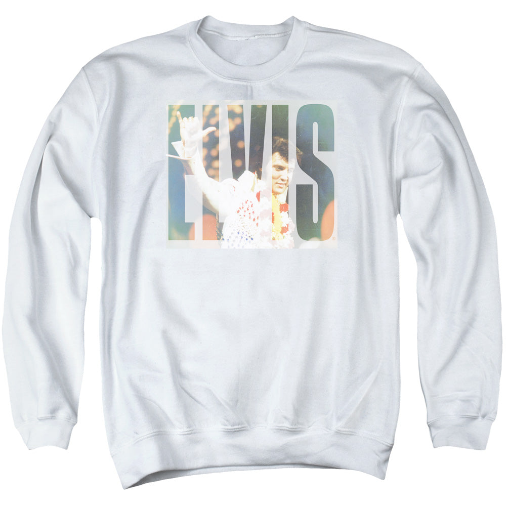 Elvis Presley Aloha Knockout Mens Crewneck Sweatshirt White