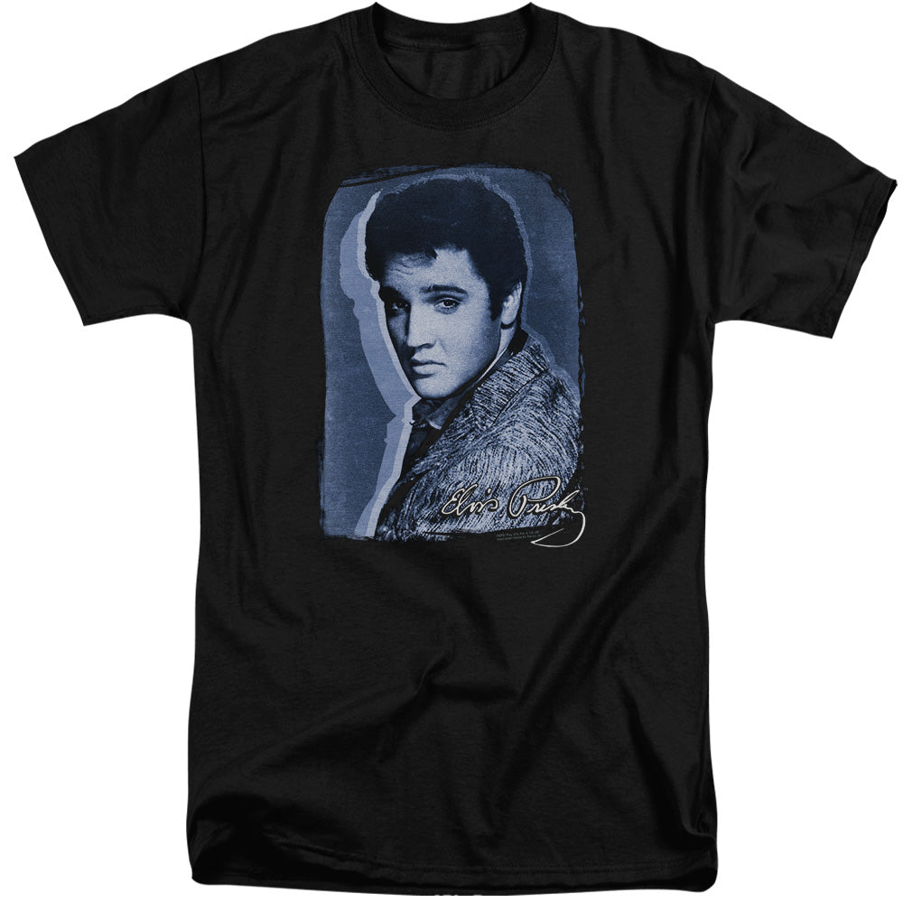 Elvis Presley Overlay Mens Tall T Shirt Black Officially Licensed