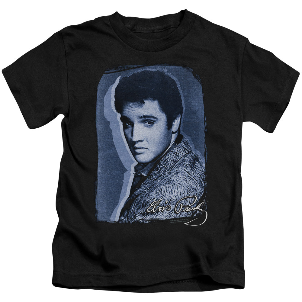 Elvis Presley Overlay Juvenile Kids Youth T Shirt Black Officially Licensed