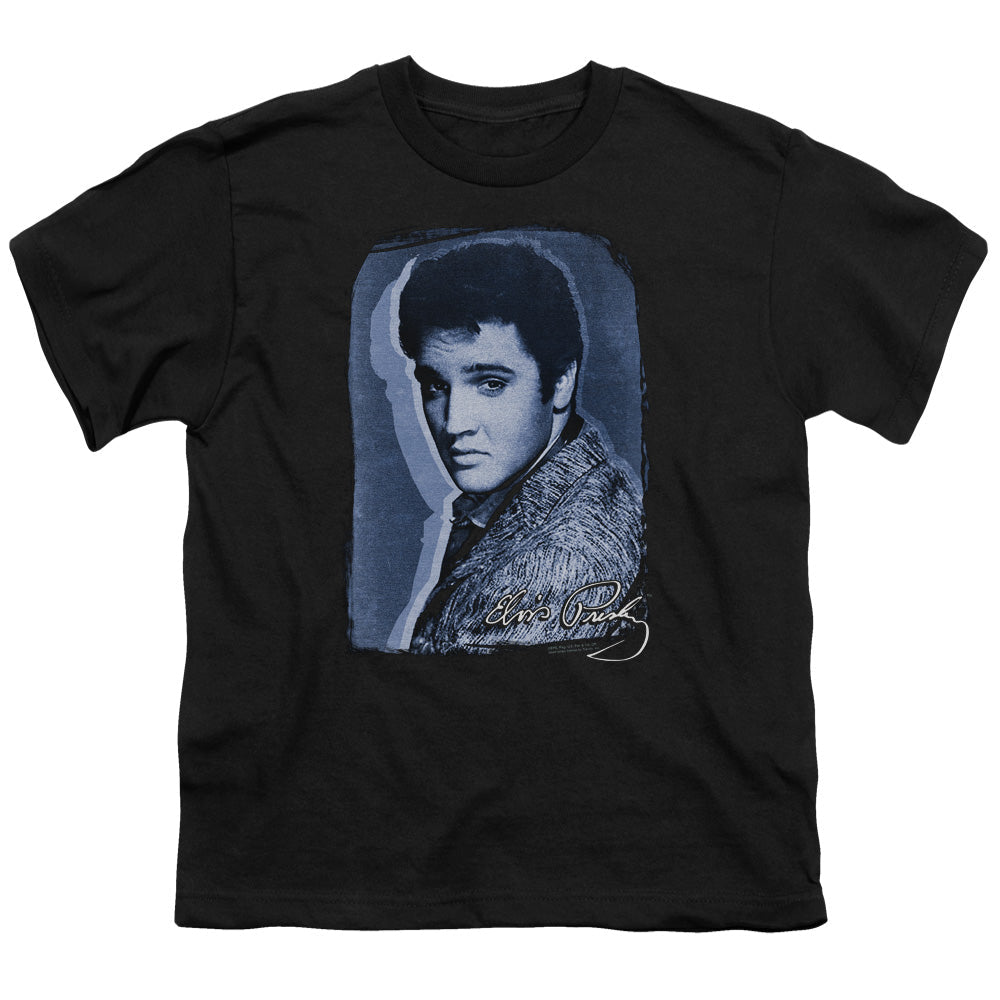 Elvis Presley Overlay Kids Youth T Shirt Black Officially Licensed