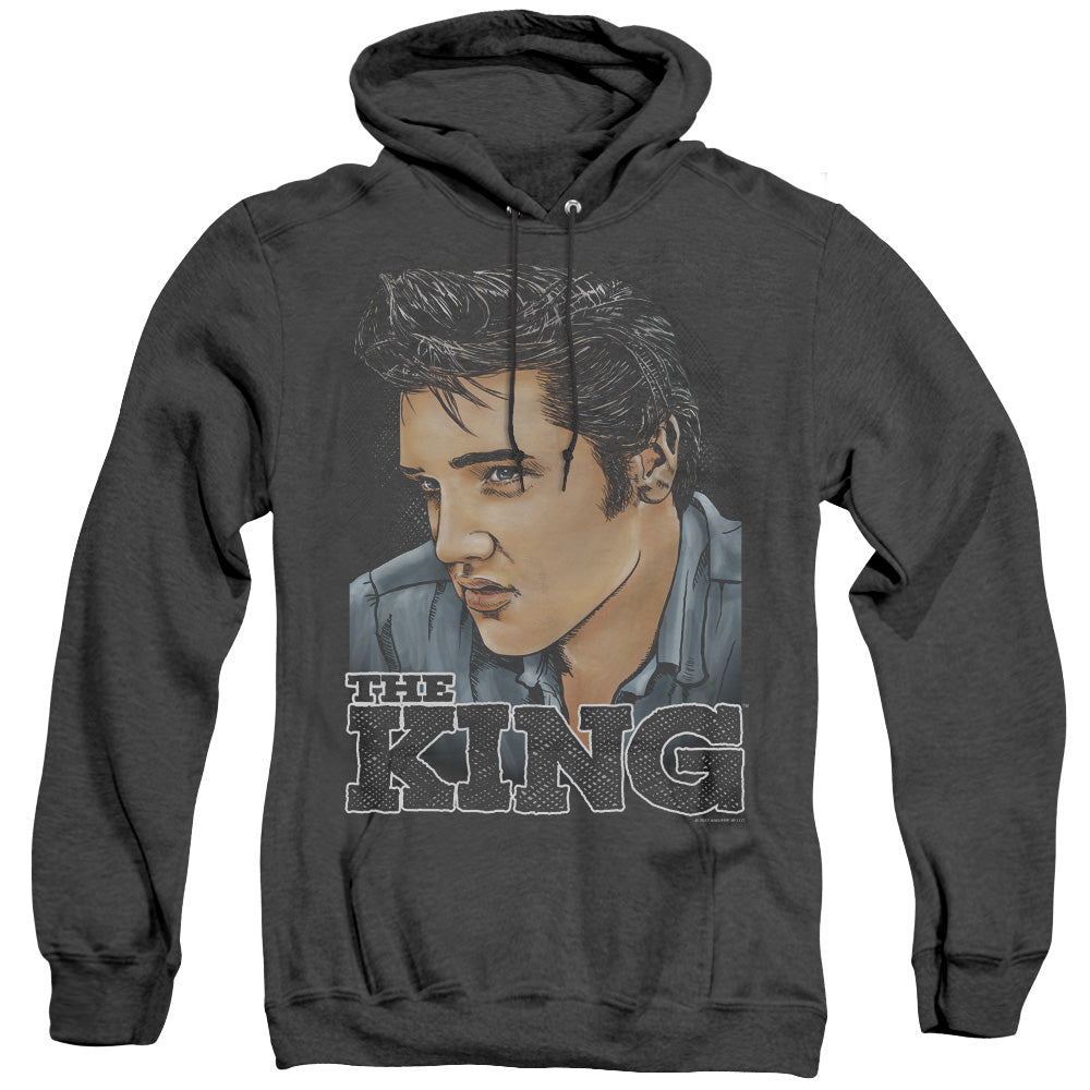 Elvis Presley Graphic King Heather Mens Hoodie Black Officially Licensed