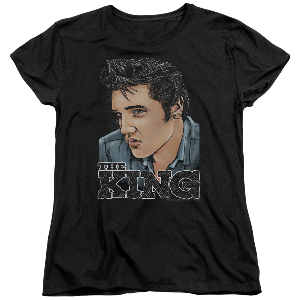 Elvis Presley Graphic King Womens T Shirt Black Officially Licensed