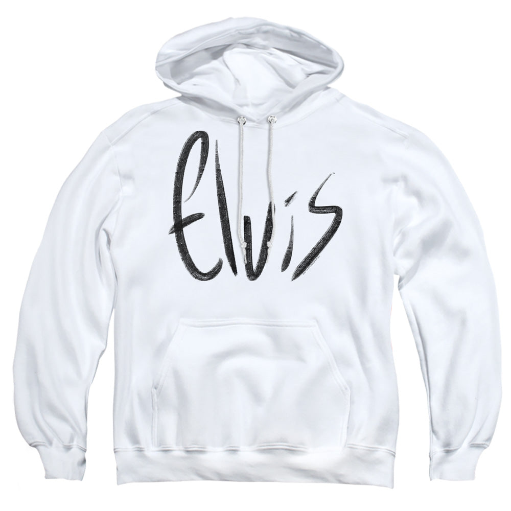 Elvis Presley Sketchy Name Mens Hoodie White Officially Licensed