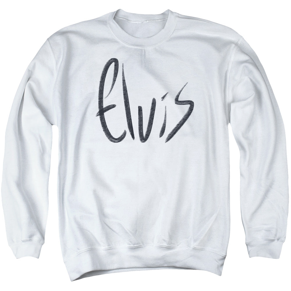 Elvis Presley Sketchy Name Mens Crewneck Sweatshirt White
