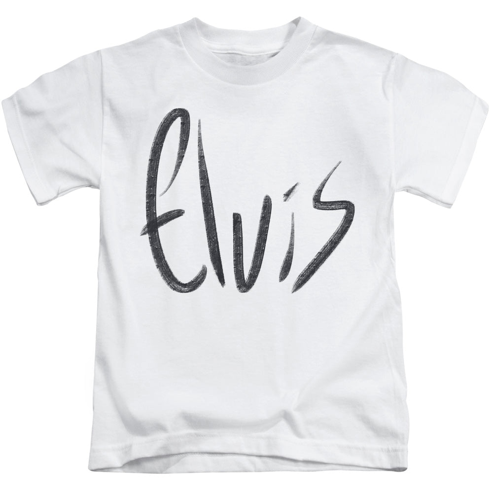 Elvis Presley Sketchy Name Juvenile Kids Youth T Shirt White Officially Licensed