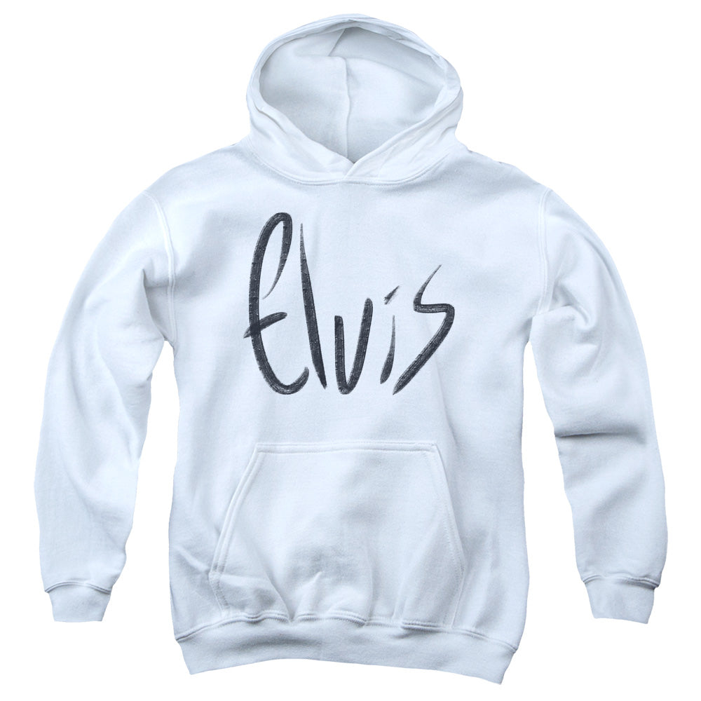 Elvis Presley Sketchy Name Kids Youth Hoodie White Officially Licensed