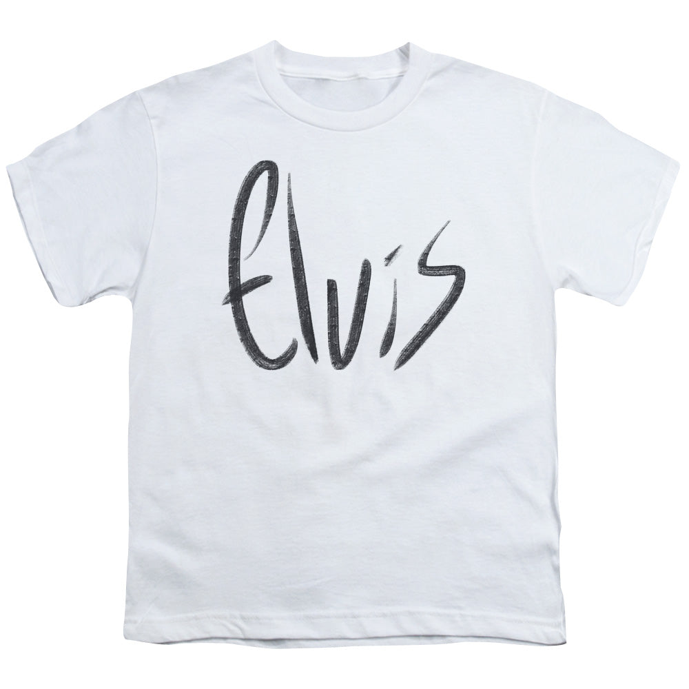 Elvis Presley Sketchy Name Kids Youth T Shirt White Officially Licensed