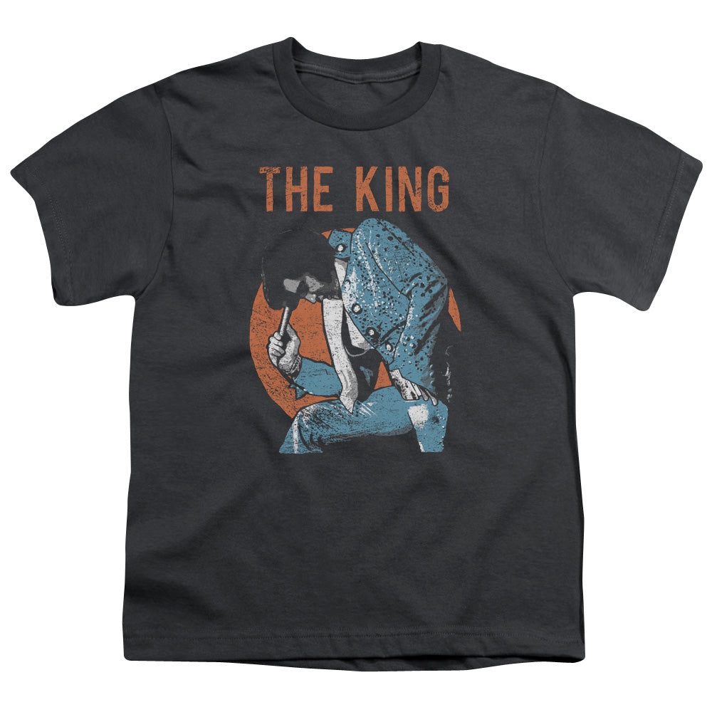 Elvis Presley Mic in Hand Kids Youth T Shirt Charcoal Officially Licensed