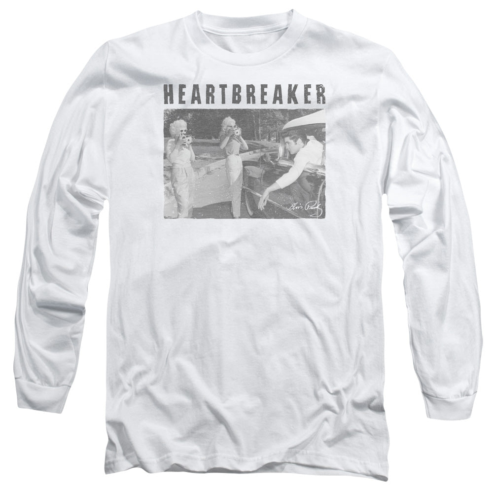 Elvis Presley Heartbreaker Mens Long Sleeve Shirt White Officially Licensed Officially Licensed
