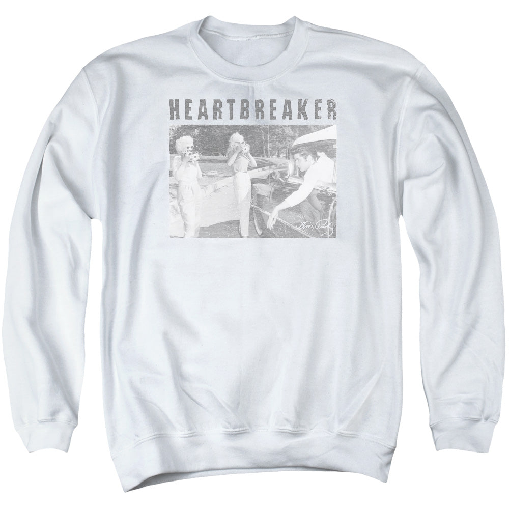 Elvis Presley Heartbreaker Mens Crewneck Sweatshirt White