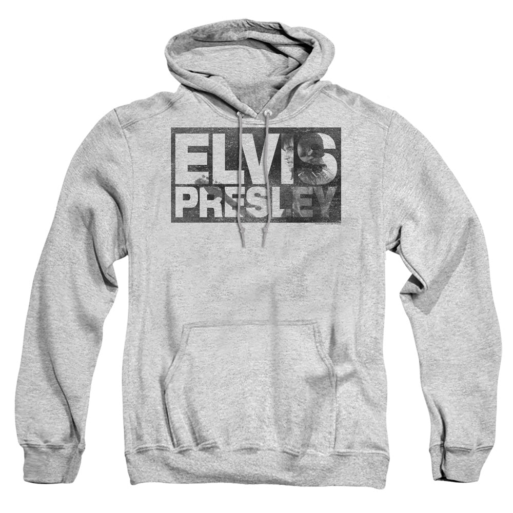 Elvis Presley Block Letters Mens Hoodie Athletic Heather Officially Licensed