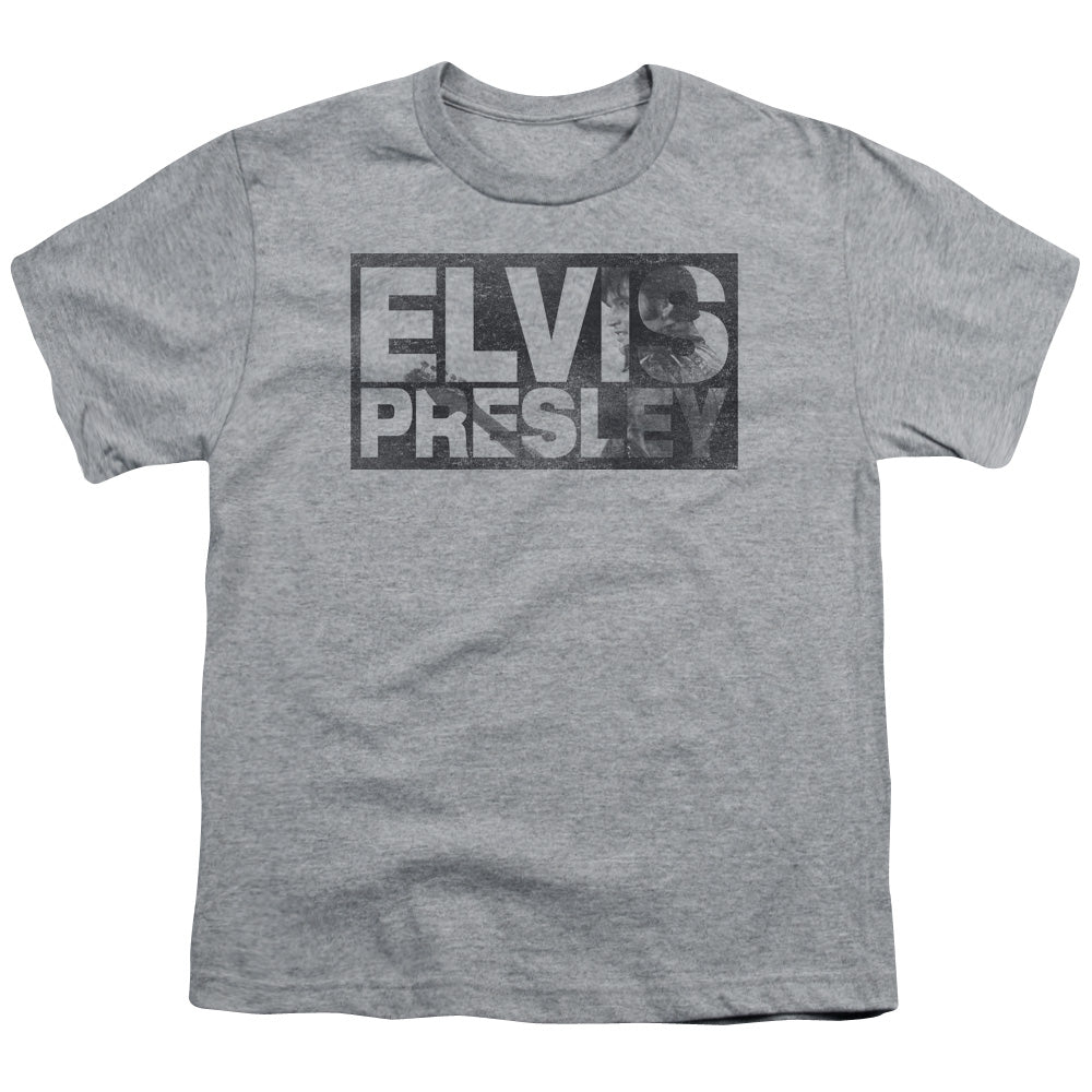 Elvis Presley Block Letters Kids Youth T Shirt Athletic Heather Officially Licensed