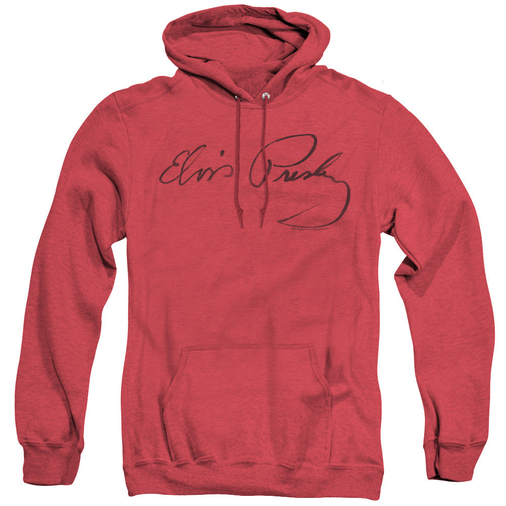 Elvis Presley Signature Sketch Mens Heather Hoodie Red Officially Licensed