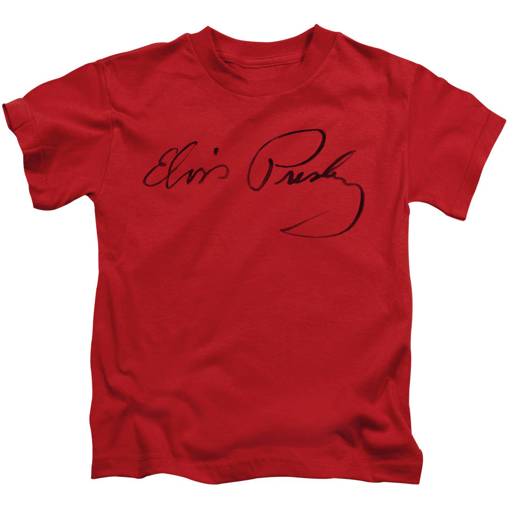 Elvis Presley Signature Sketch Juvenile Kids Youth T Shirt Red Officially Licensed
