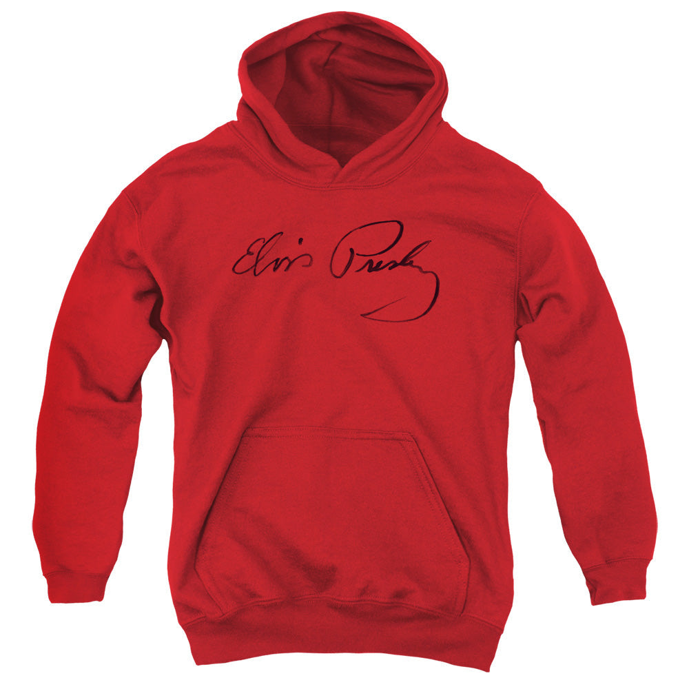 Elvis Presley Signature Sketch Kids Youth Hoodie Red Officially Licensed