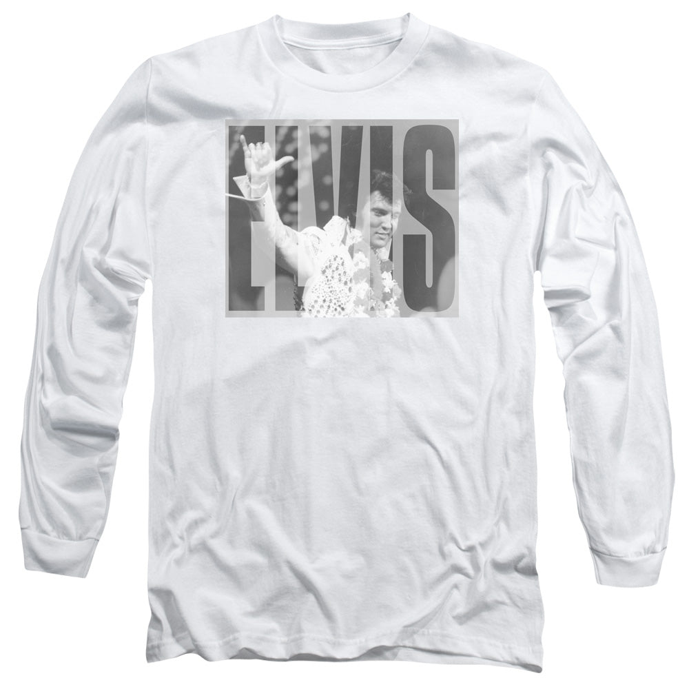 Elvis Presley Aloha Gray Mens Long Sleeve Shirt White Officially Licensed Officially Licensed