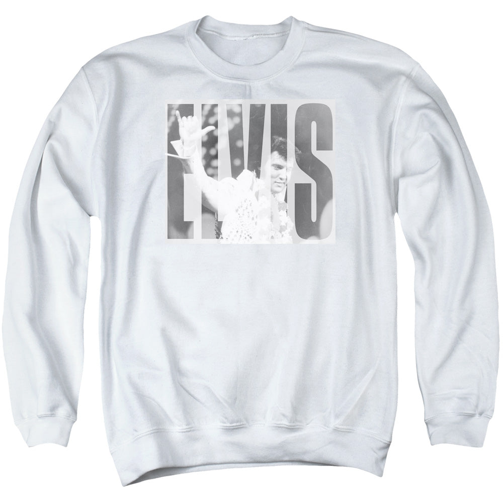 Elvis Presley Aloha Gray Mens Crewneck Sweatshirt White