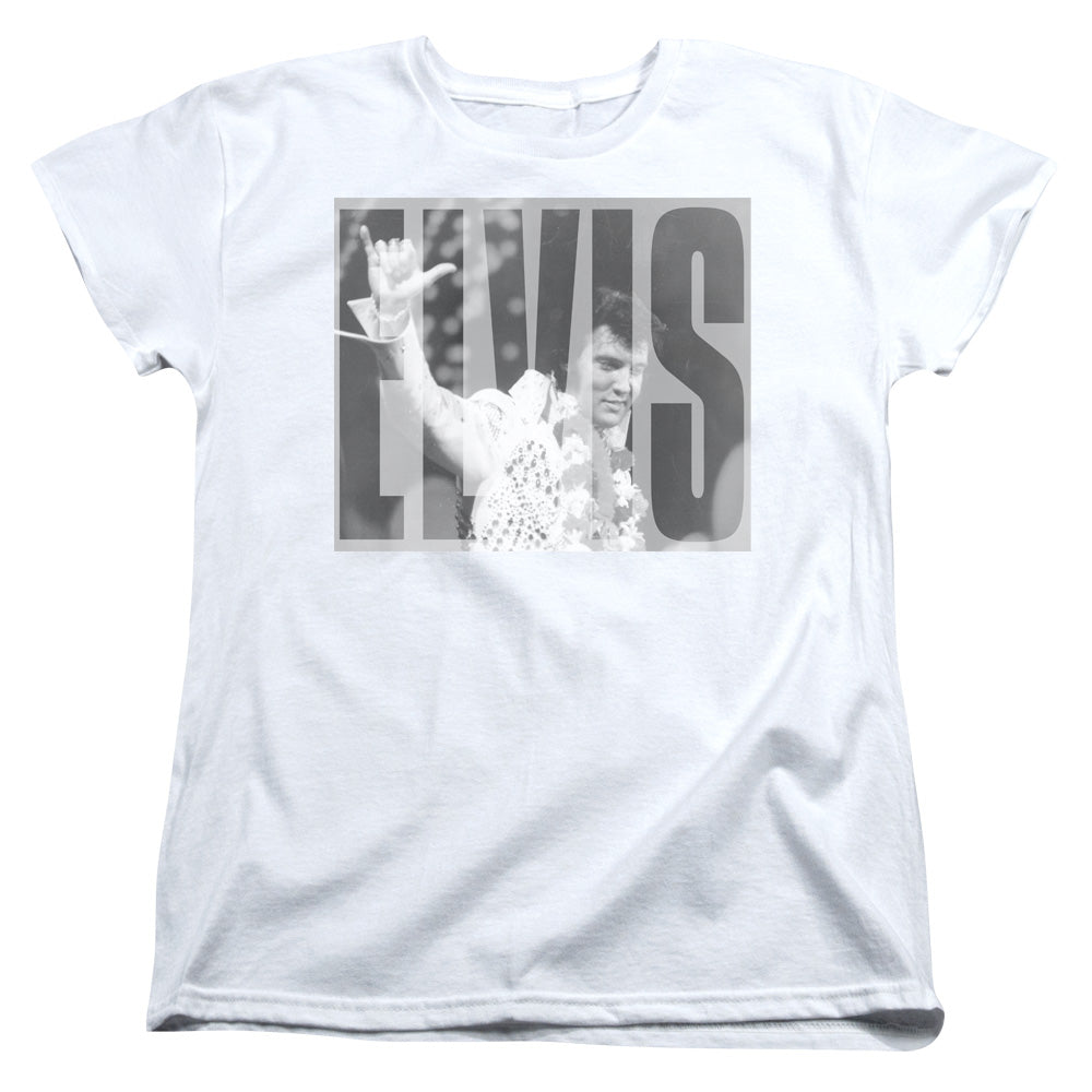 Elvis Presley Aloha Gray Womens T Shirt White Officially Licensed