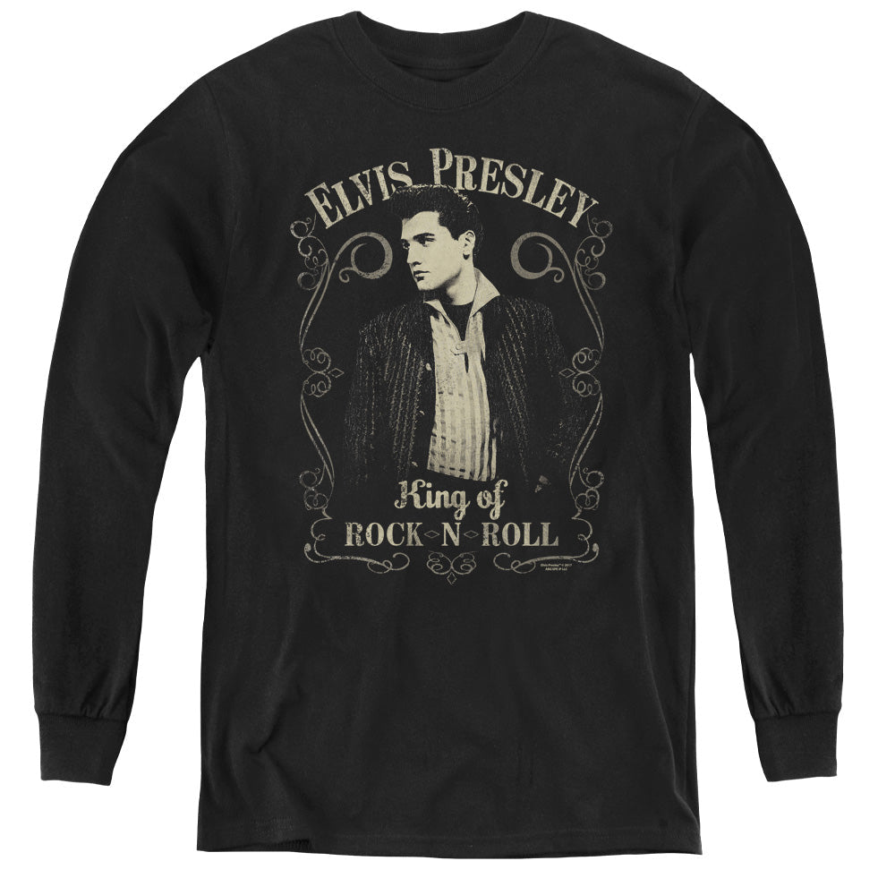 Elvis Presley Rock Legend Long Sleeve Kids Youth T Shirt Black Officially Licensed