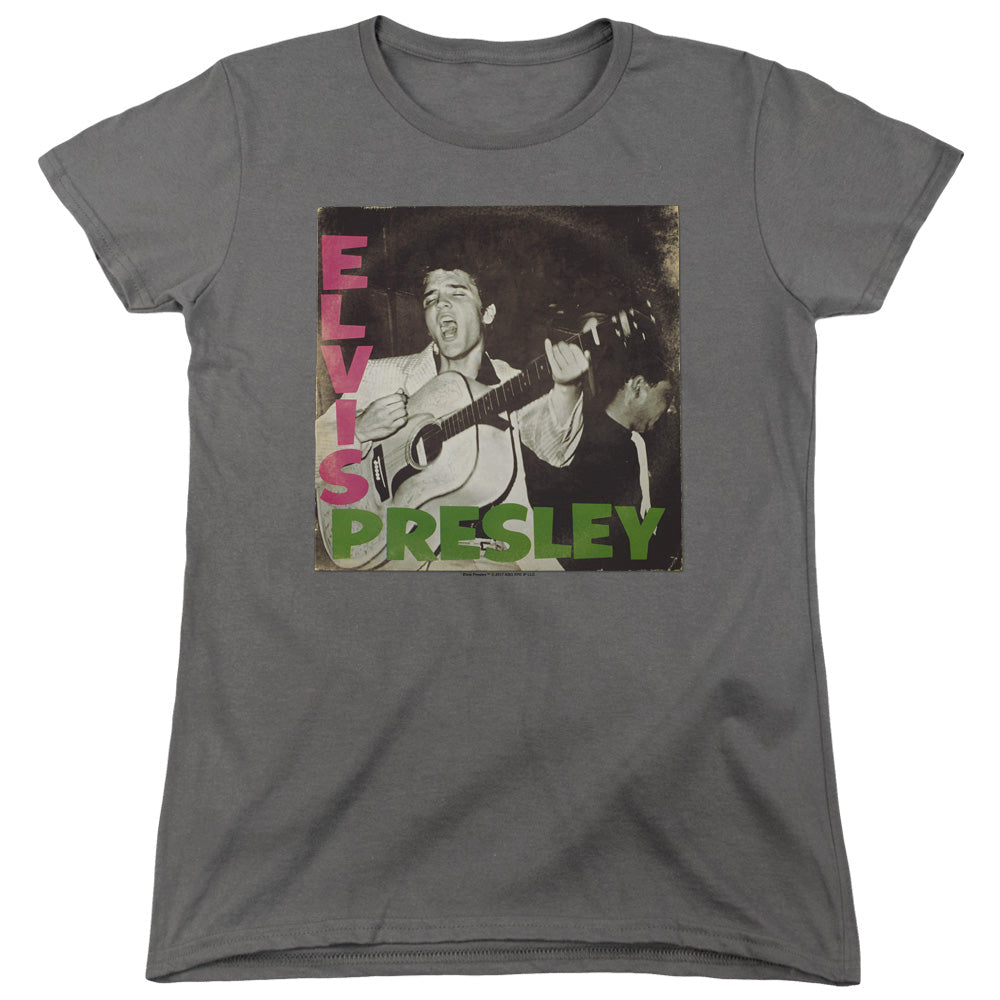 Elvis Presley First Lp Womens T Shirt Charcoal Officially Licensed