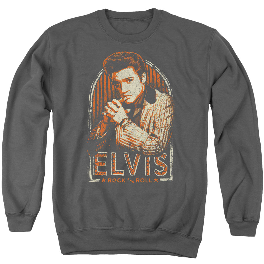 Elvis Presley Stripes Mens Crewneck Sweatshirt Charcoal