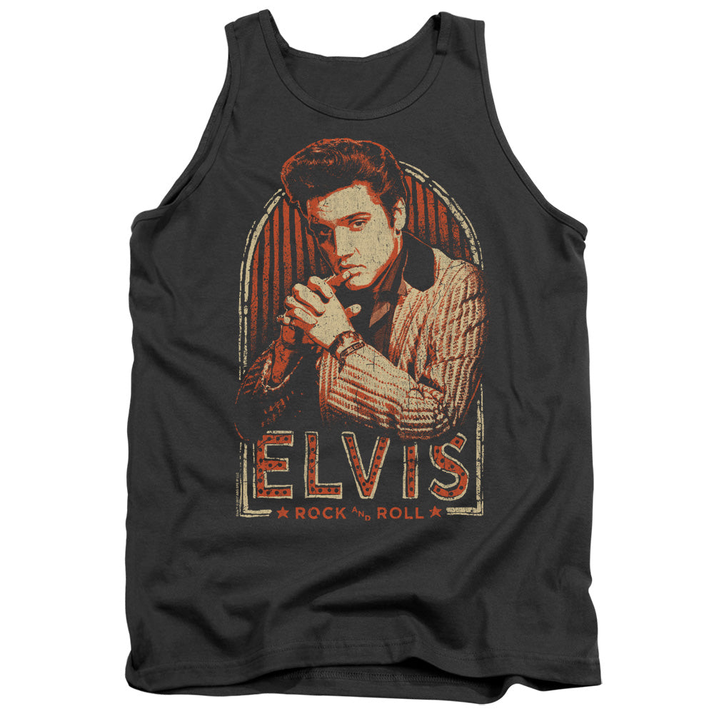 Elvis Presley Stripes Mens Tank Top Shirt Charcoal Officially Licensed