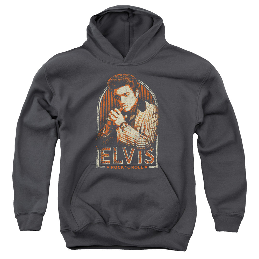 Elvis Presley Stripes Kids Youth Hoodie Charcoal Officially Licensed