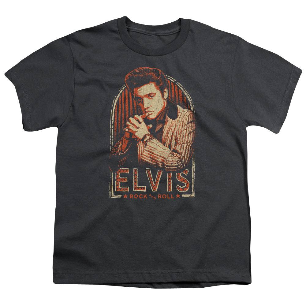 Elvis Presley Stripes Kids Youth T Shirt Charcoal Officially Licensed
