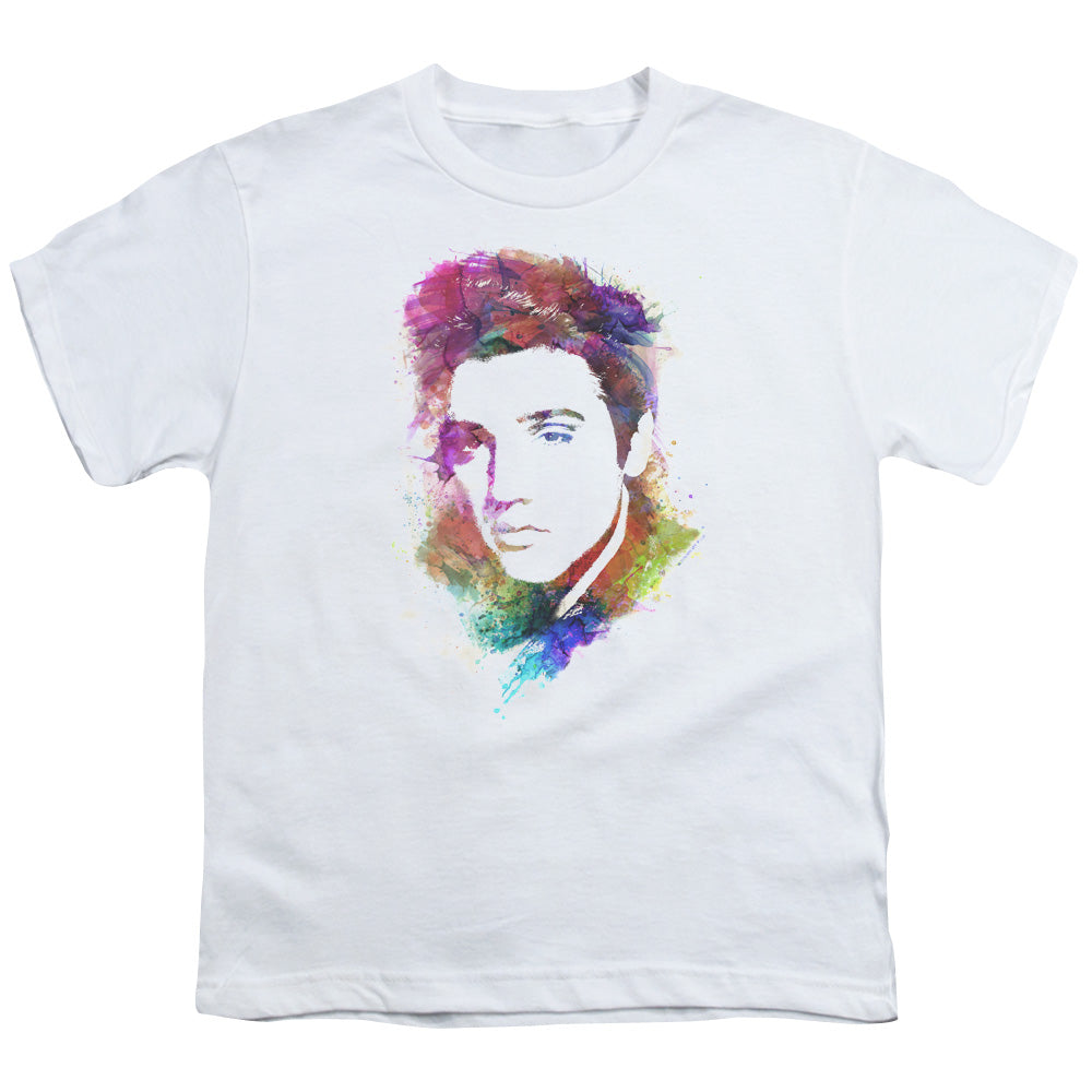 Elvis Presley Watercolor King Kids Youth T Shirt White Officially Licensed