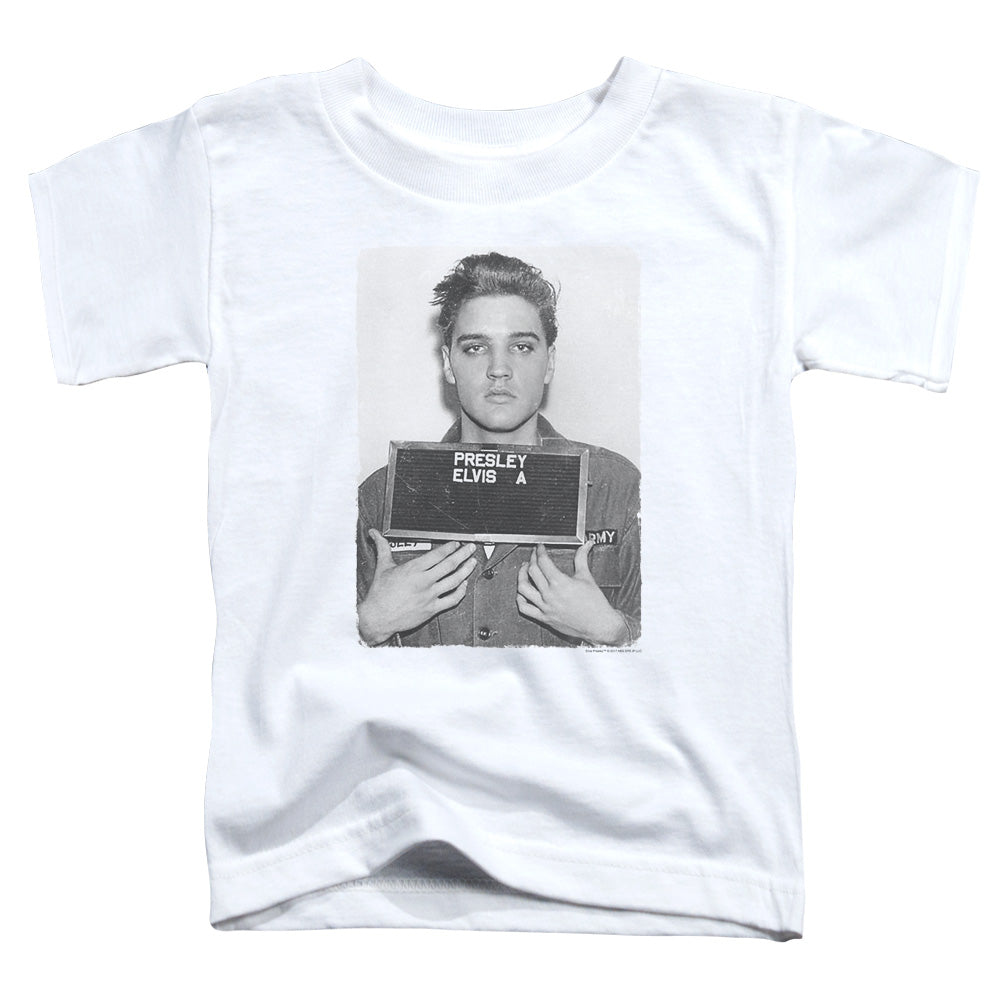 Elvis Presley Army Mug Shot Toddler Kids Youth T Shirt White Officially Licensed