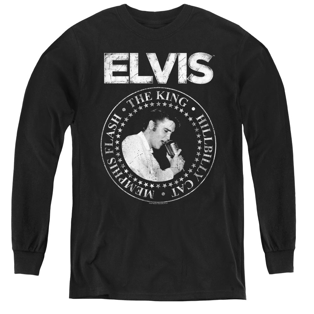 Elvis Presley Rock King Long Sleeve Kids Youth T Shirt Black Officially Licensed